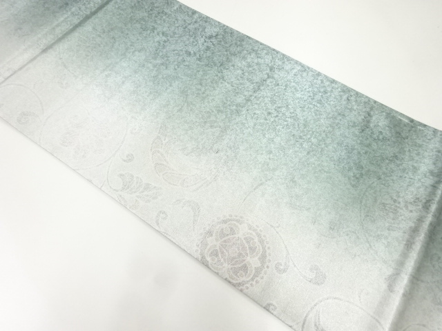 無形文化財本場牛首紬引箔花鳥唐草模様全通袋帯